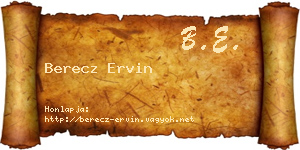 Berecz Ervin névjegykártya