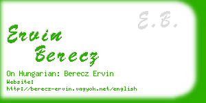 ervin berecz business card